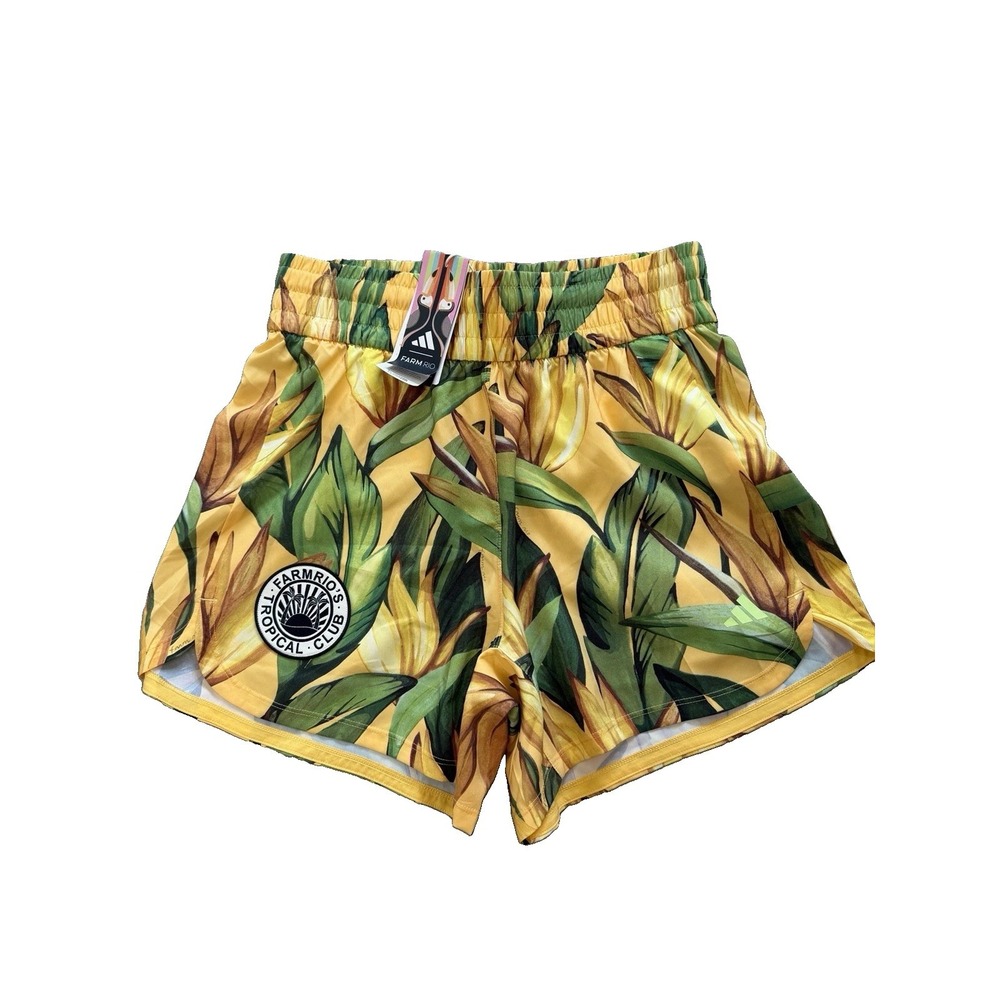 Adidas X FARM Rio Tropical Floral Shorts - Yellow and Green Sz Medium NWT